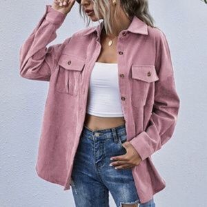 Dusty Pink Boyfriend fit oversized shacket jacket corduroy Minimalist